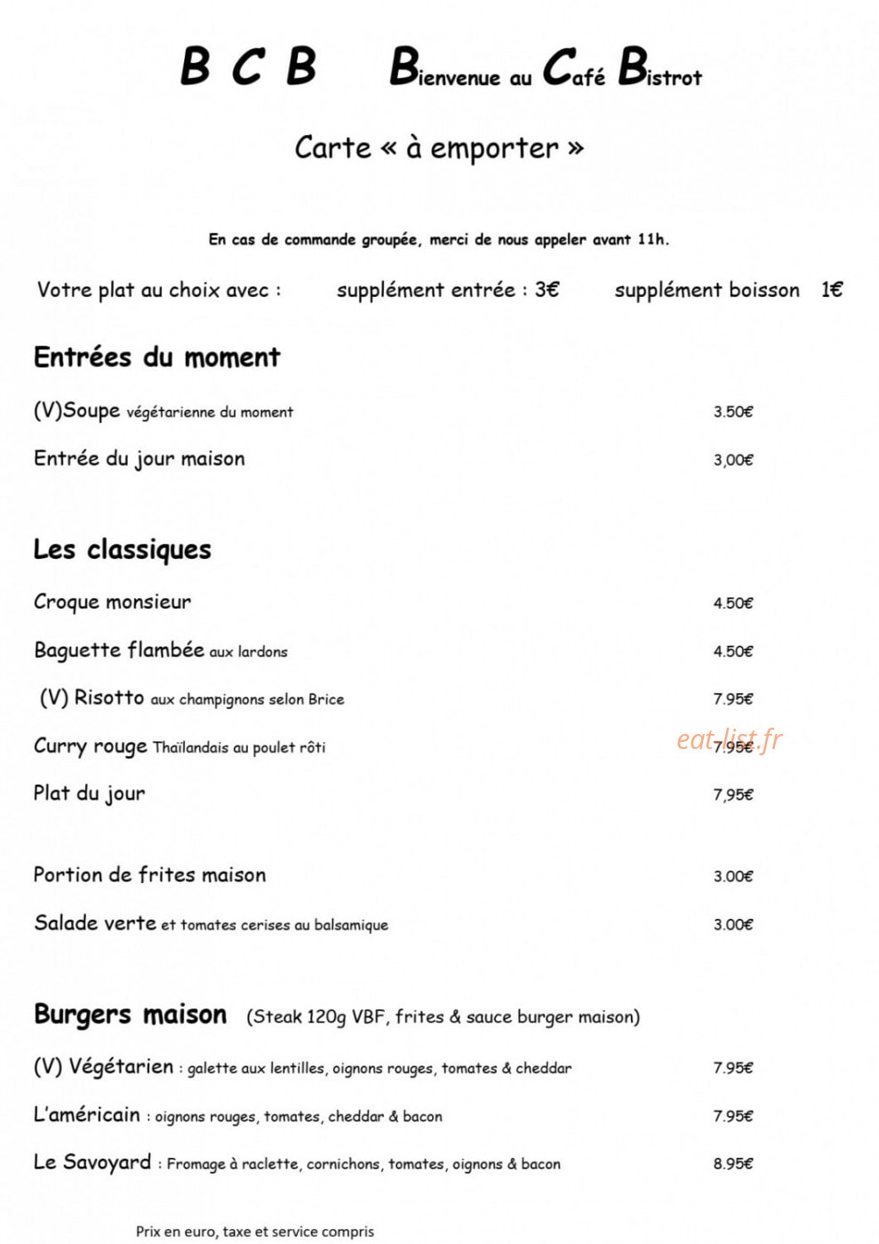 Bcb Le Bistrot — carte page 3
