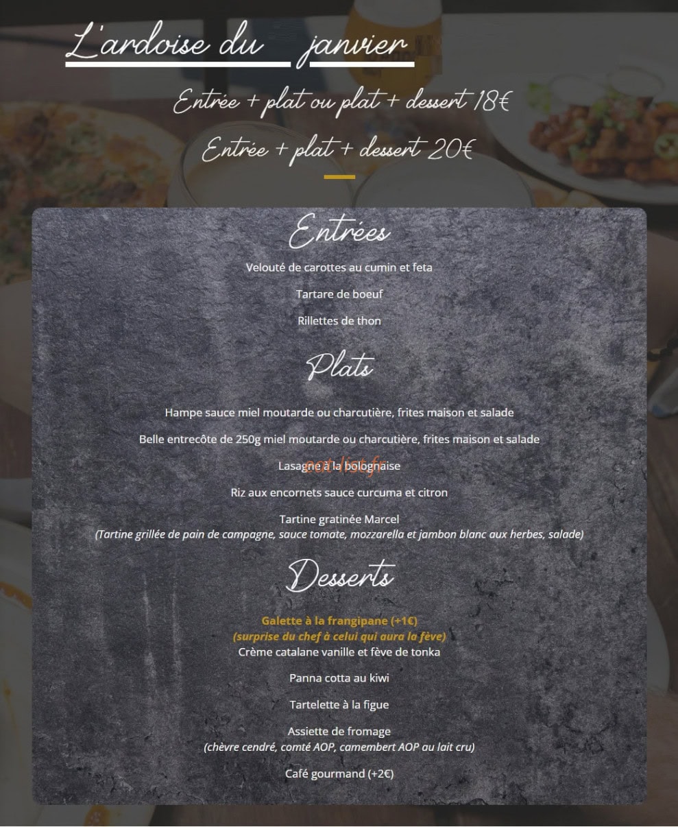 Bistrot Marcel — carte page 1