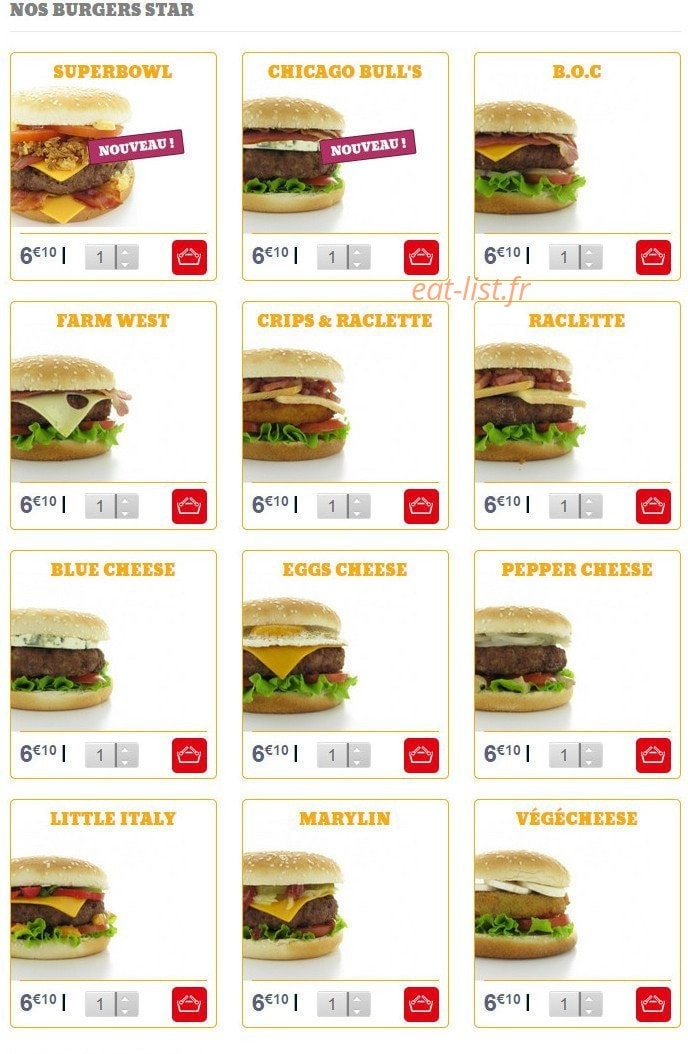 Diner's Burger — carte page 6