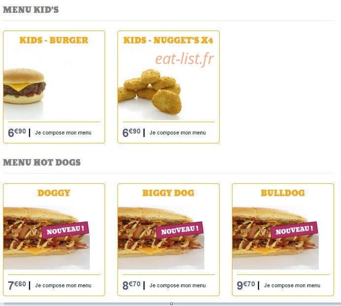 Diner's Burger — carte page 4