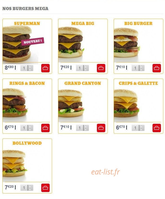 Diner's Burger — carte page 7