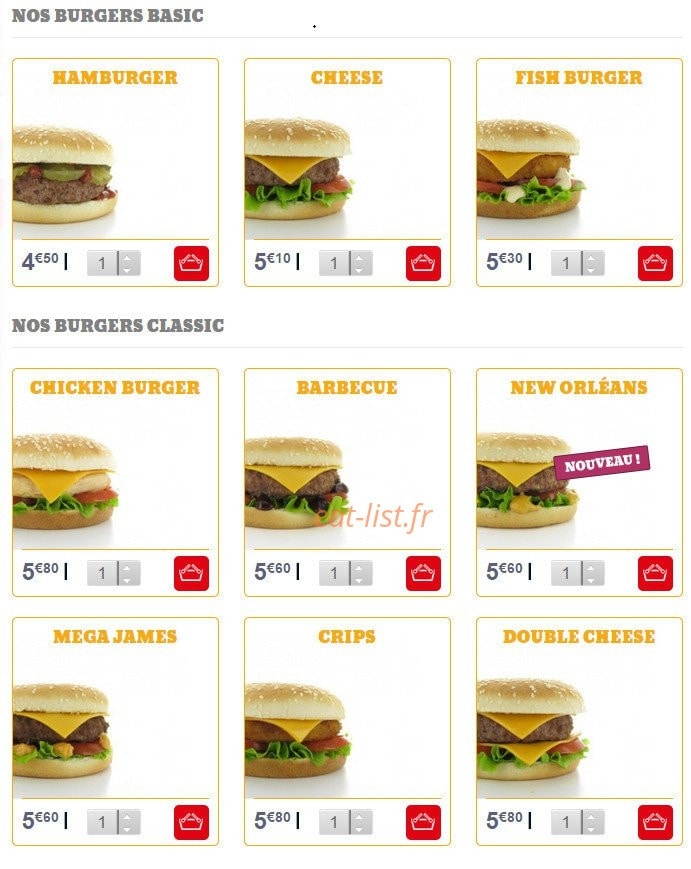 Diner's Burger — carte page 5