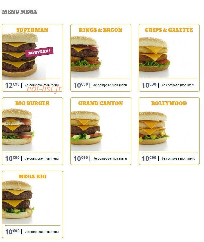 Diner's Burger — carte page 3