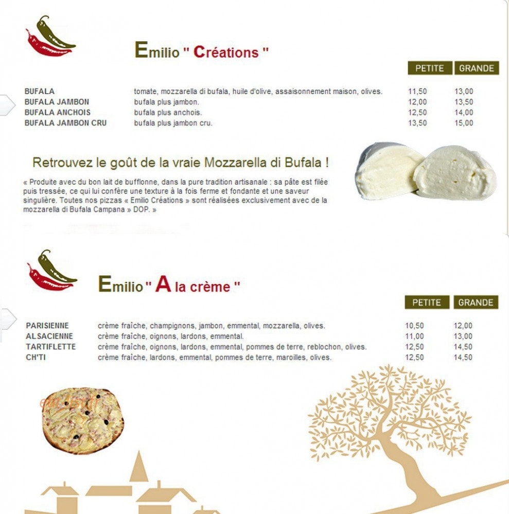 Emilio Pizza — carte page 3