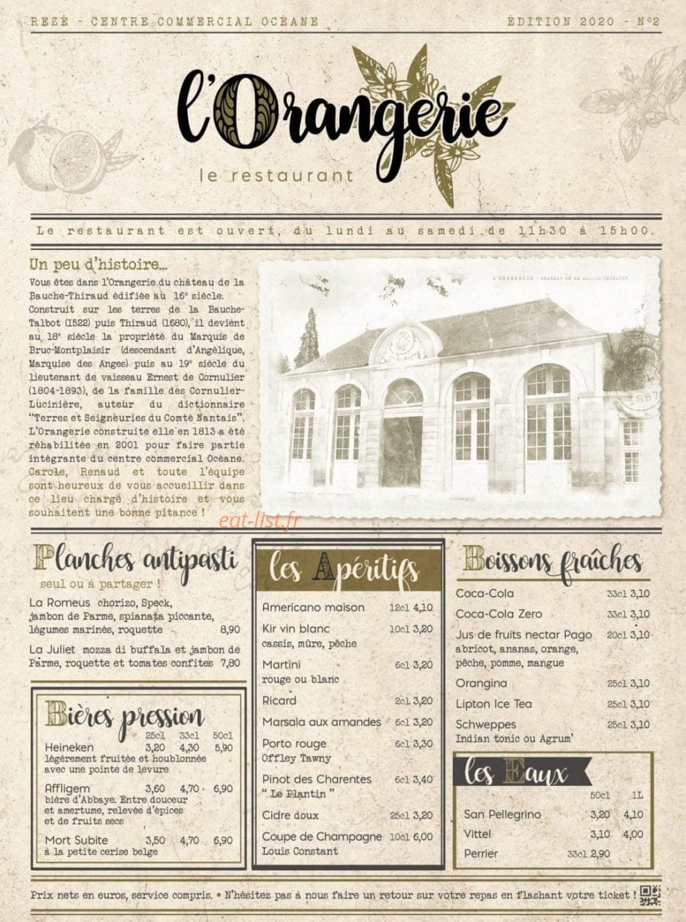 L'Orangerie — carte page 1