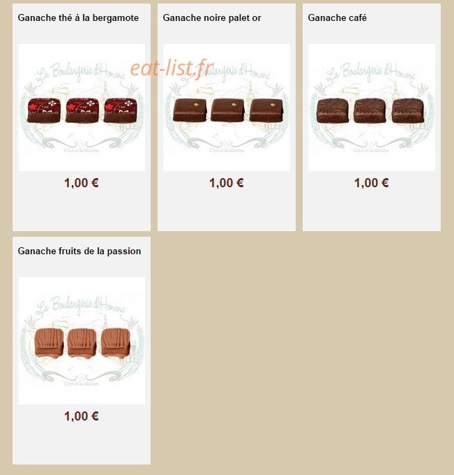 La Boulangerie d'Honoré — carte page 32