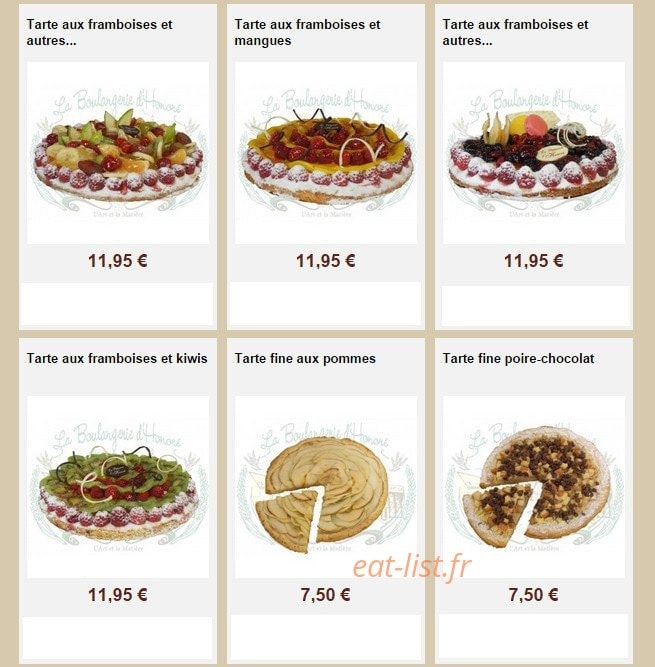 La Boulangerie d'Honoré — carte page 13