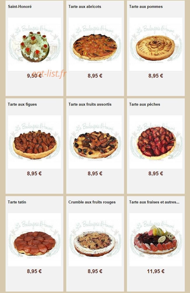 La Boulangerie d'Honoré — carte page 11