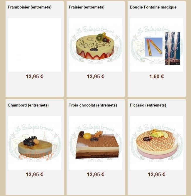 La Boulangerie d'Honoré — carte page 9