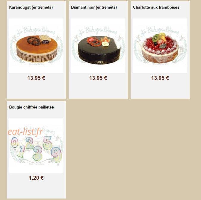 La Boulangerie d'Honoré — carte page 10