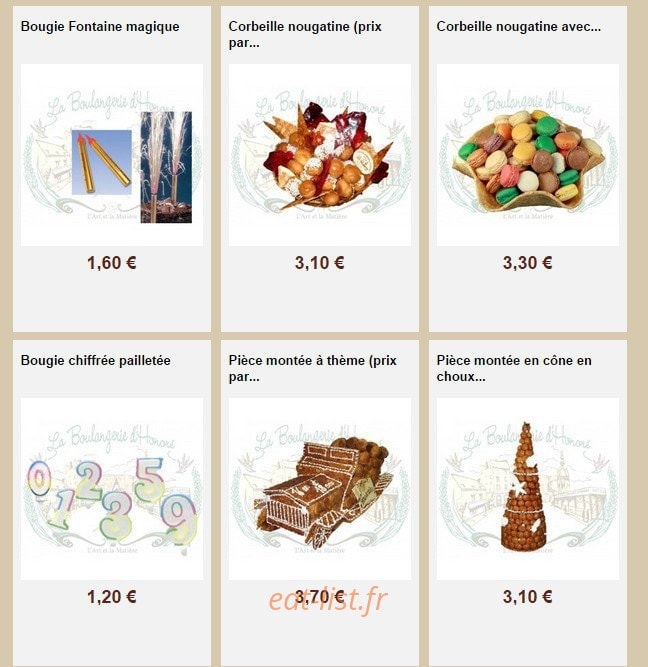La Boulangerie d'Honoré — carte page 15
