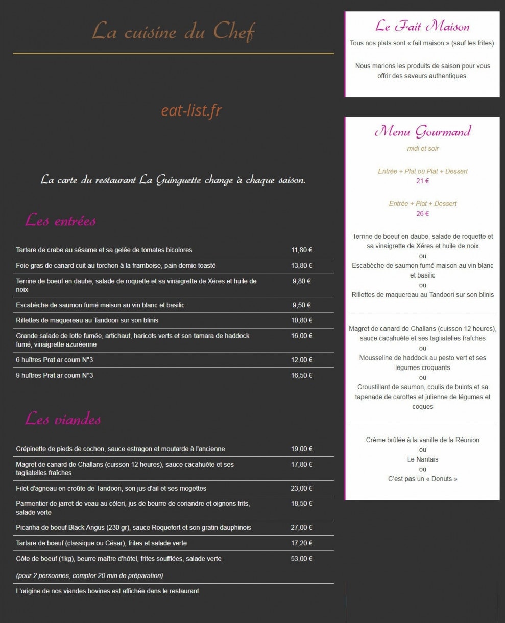 La Guinguette — carte page 1