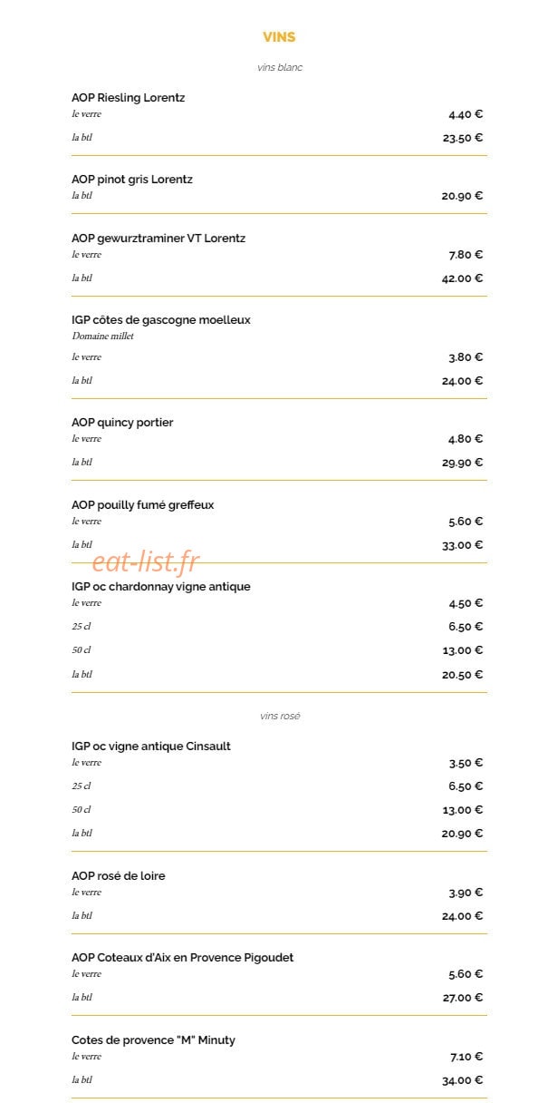 La Taverne — carte page 14
