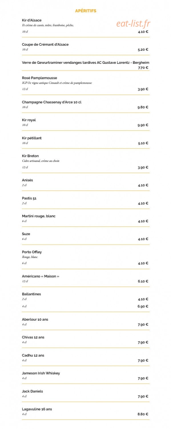 La Taverne — carte page 10