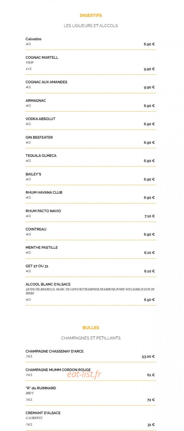 La Taverne — carte page 16