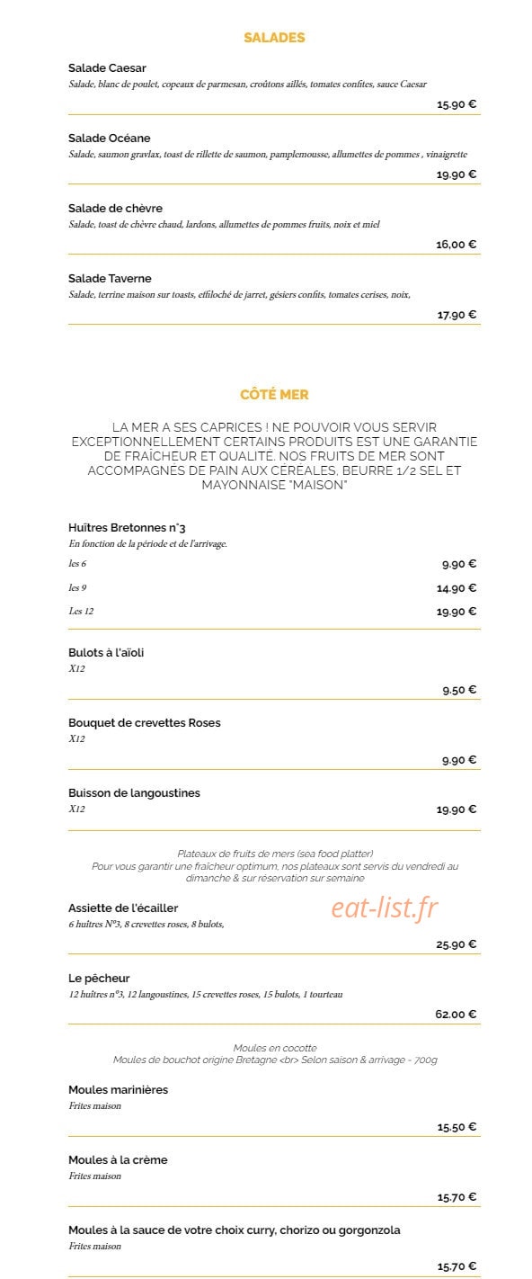 La Taverne — carte page 2