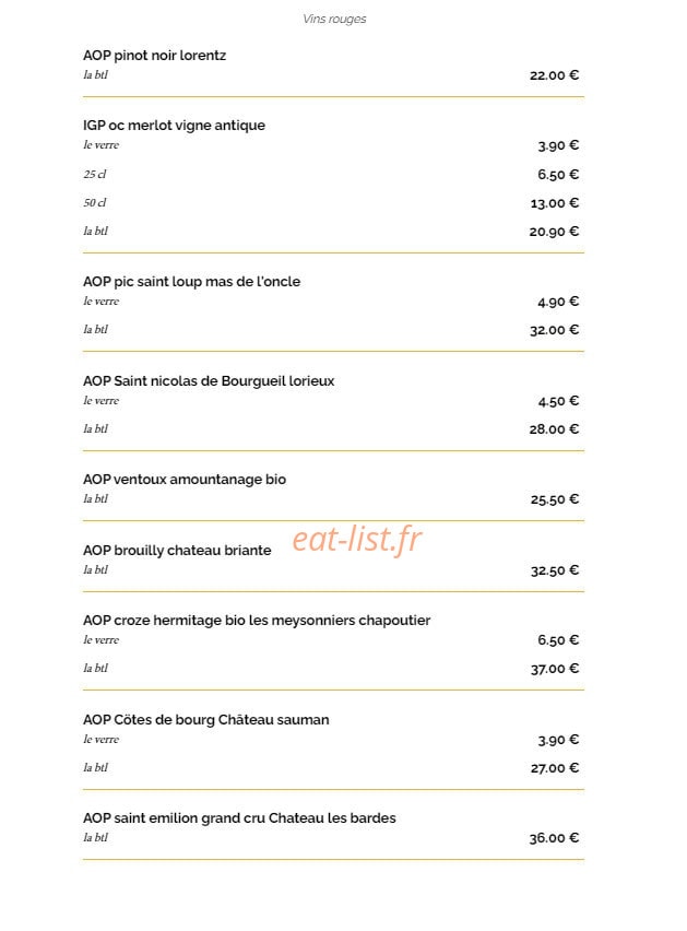 La Taverne — carte page 15