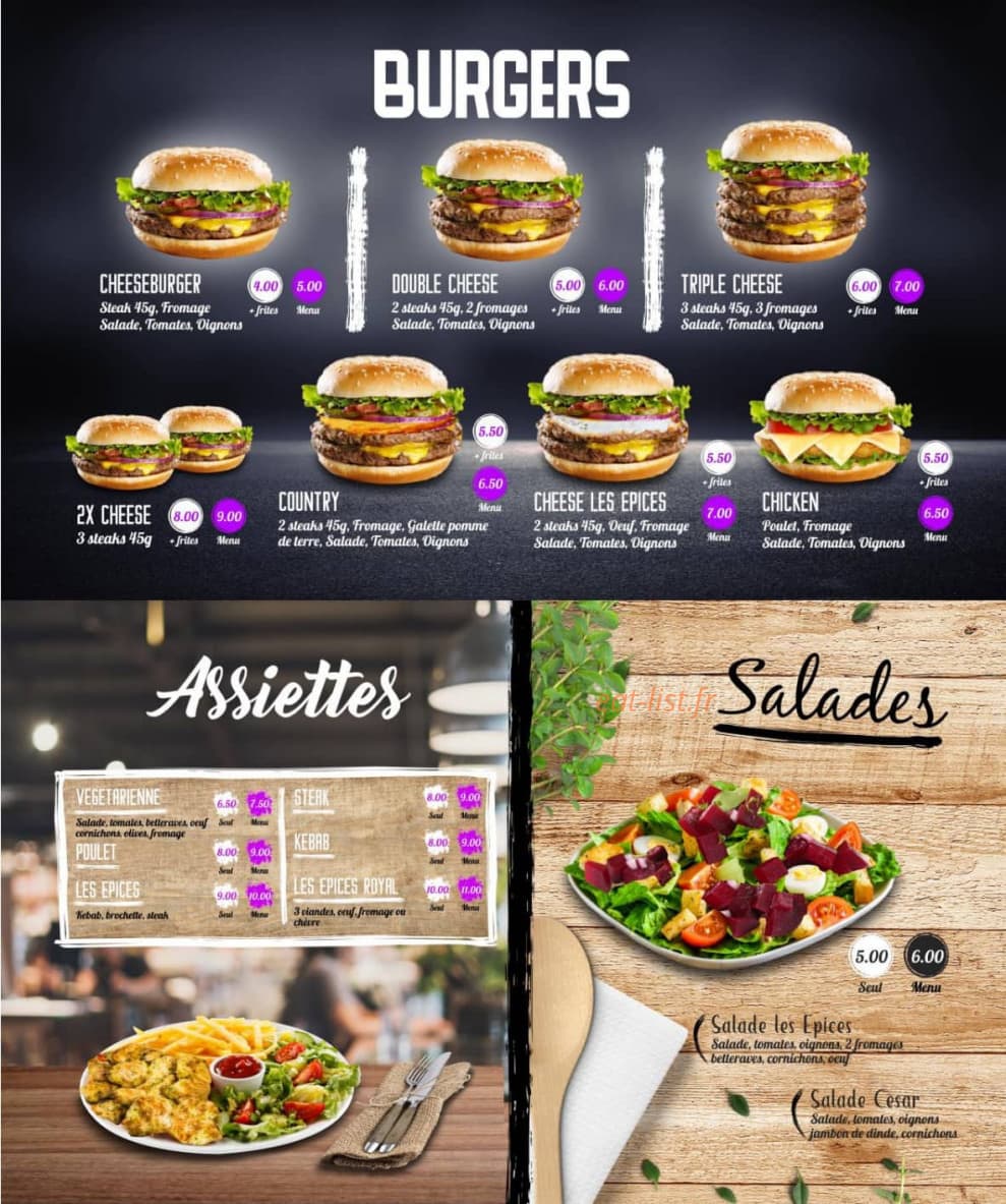 Les Epices — carte page 1