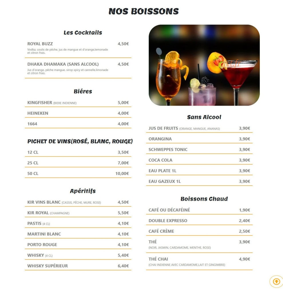 Royal Bangla — carte page 8