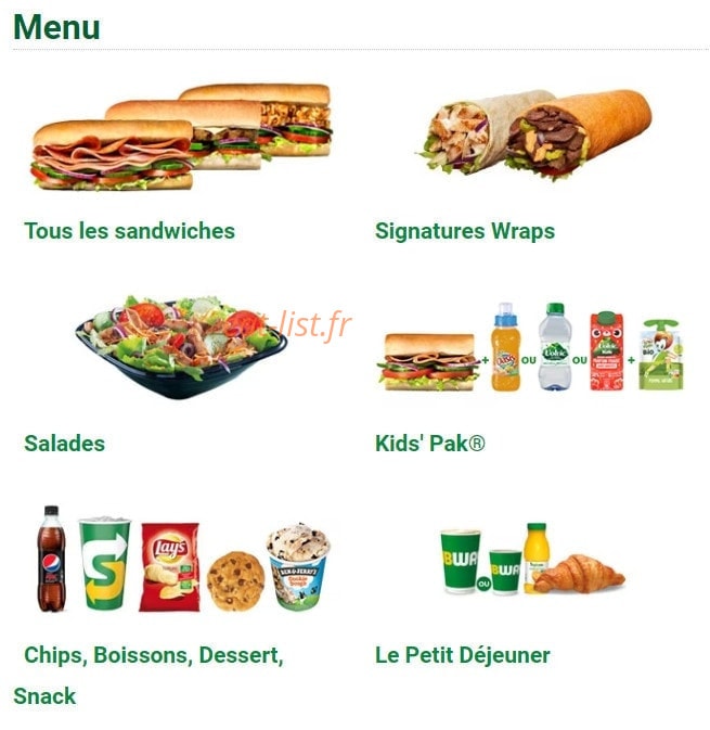 Subway — carte page 1