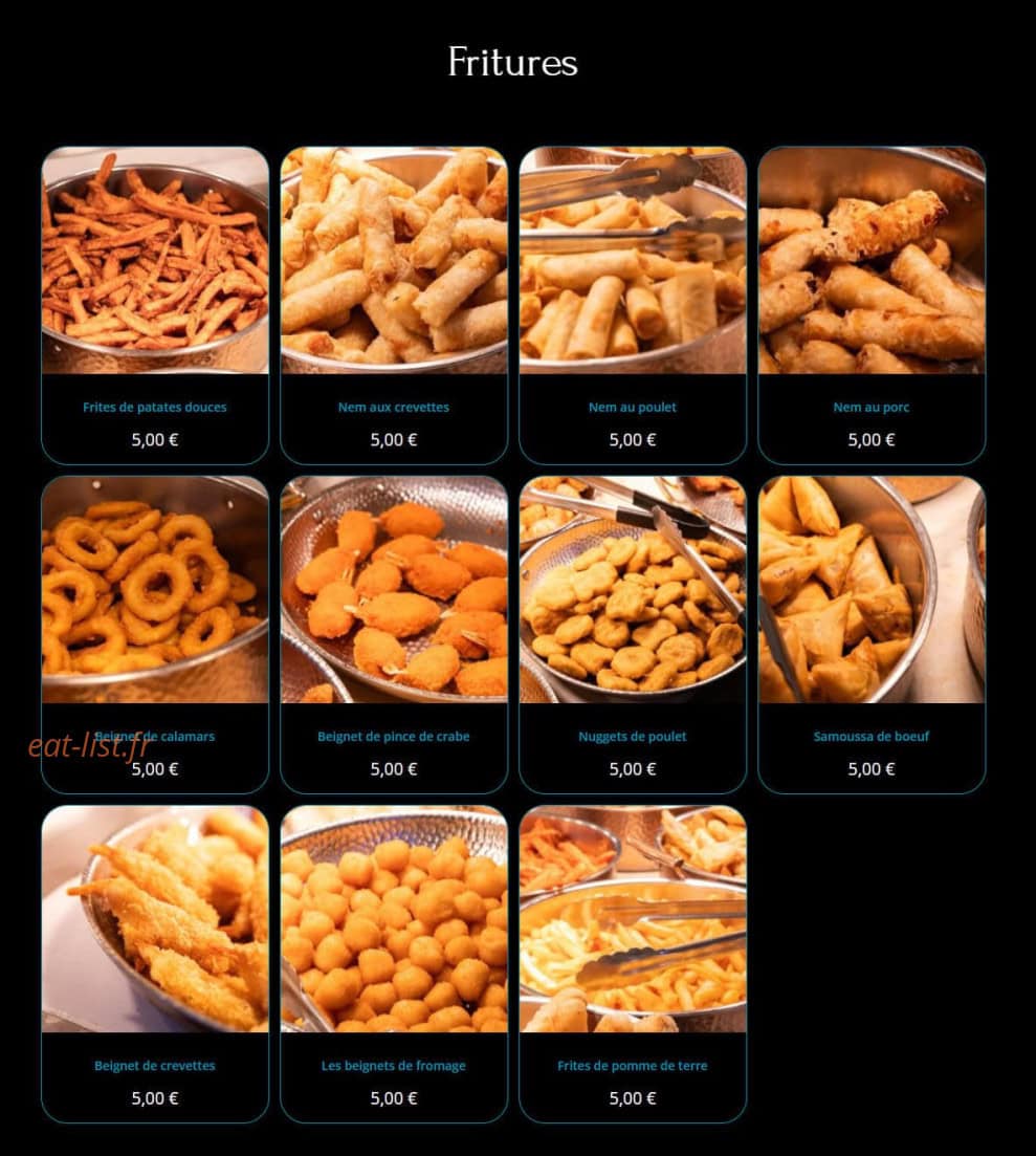 Carte et menu de Villa D'or à Reze — Fritures