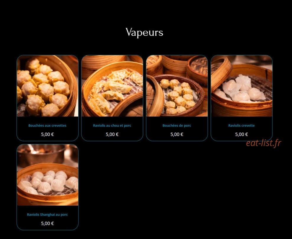 Carte et menu de Villa D'or à Reze — Vapeurs