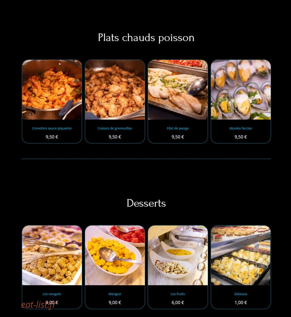 Carte et menu de Villa D'or à Reze — Plats chauds