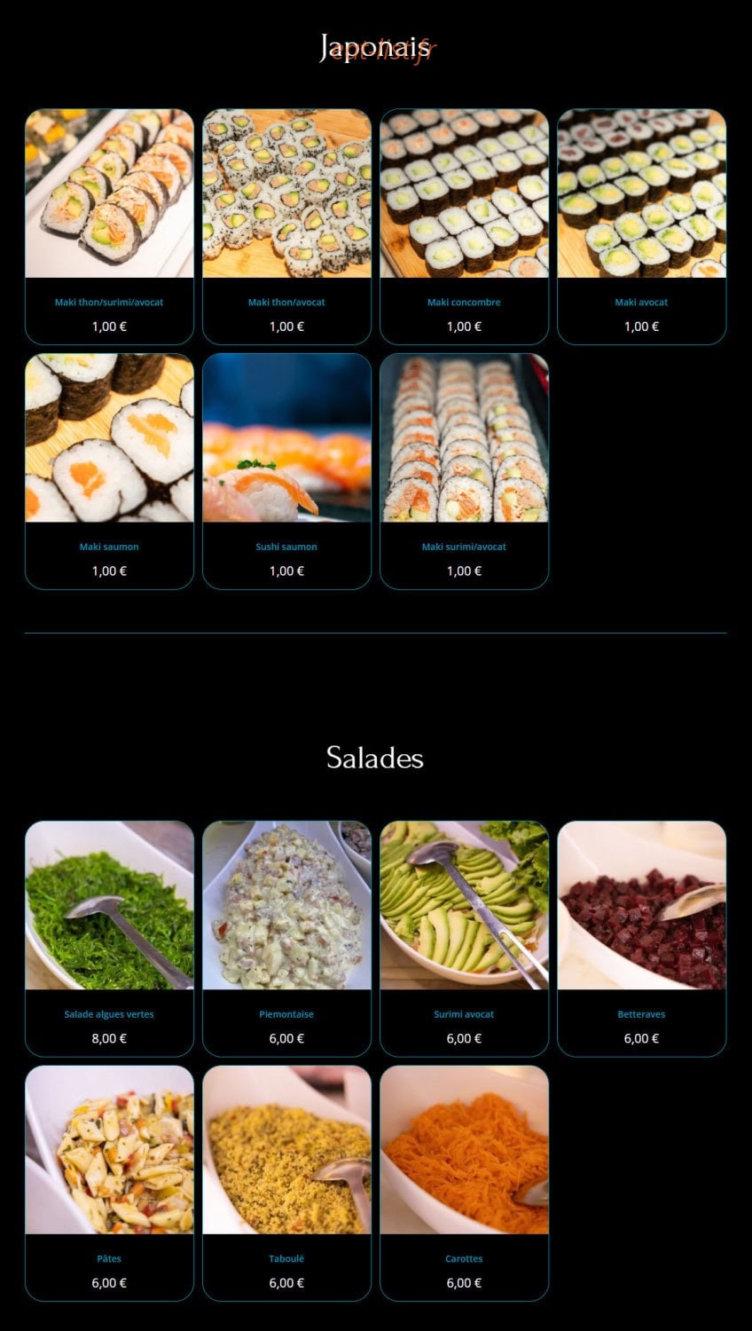 Carte et menu de Villa D'or à Reze — Japonais, salades