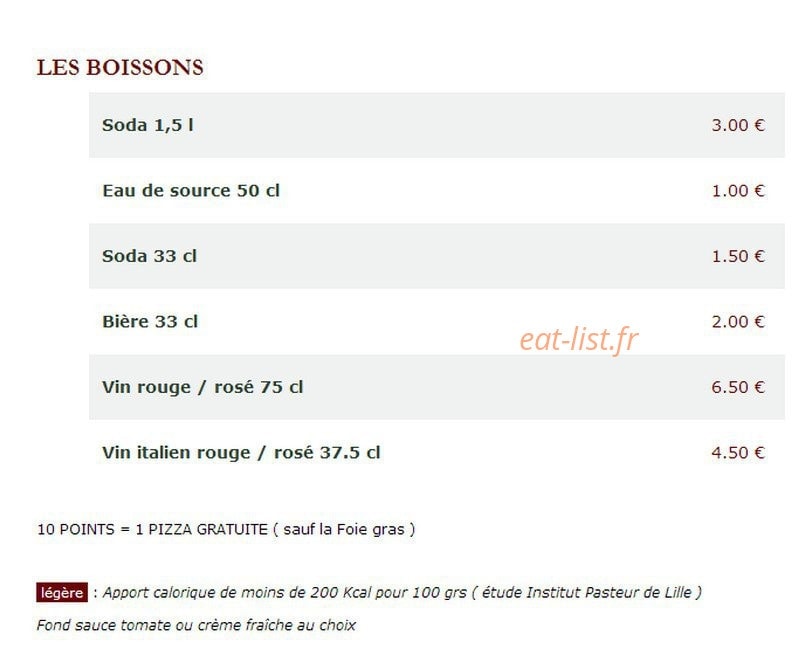 Le Kiosque à Pizzas — carte page 4