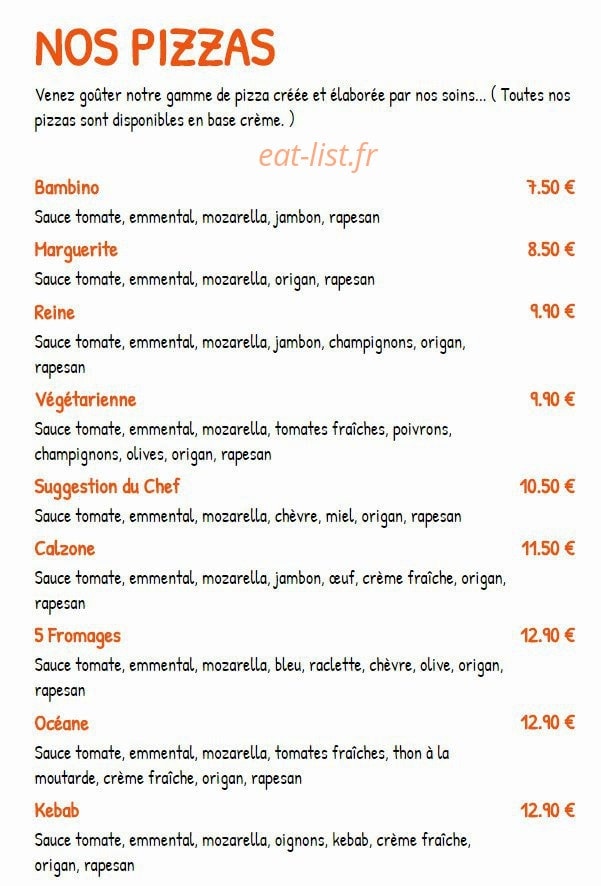 Stop Eat — carte page 1