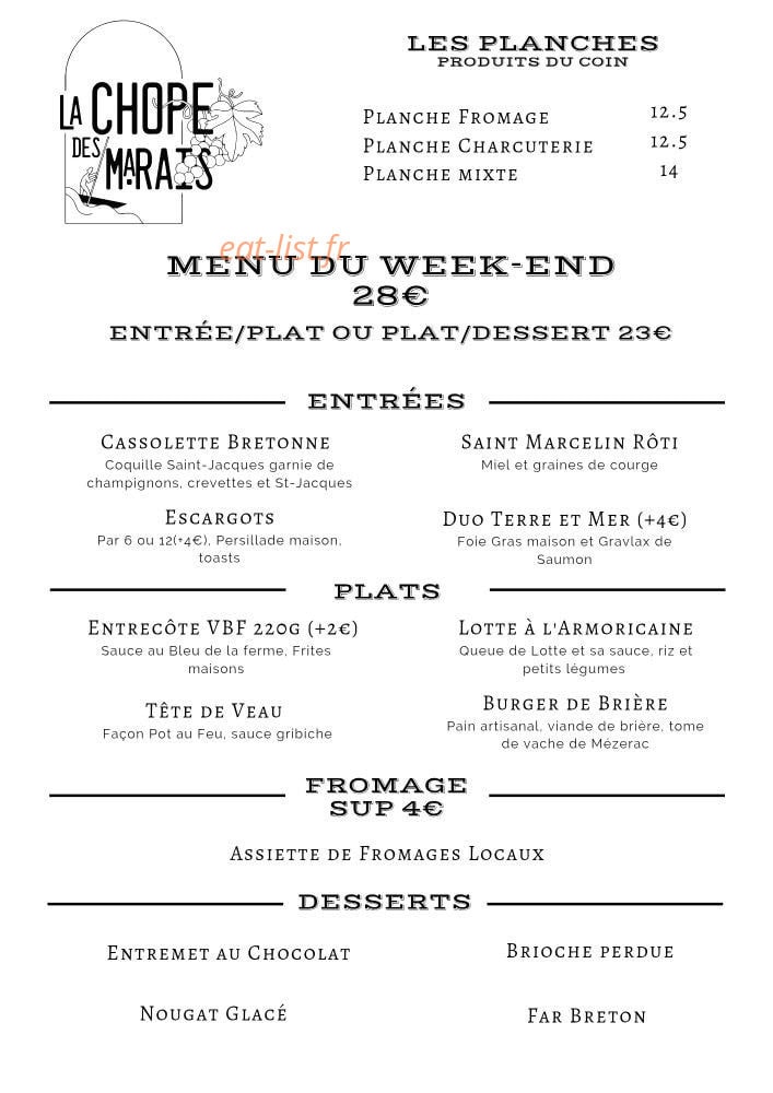 La Chope des Marais — carte page 2
