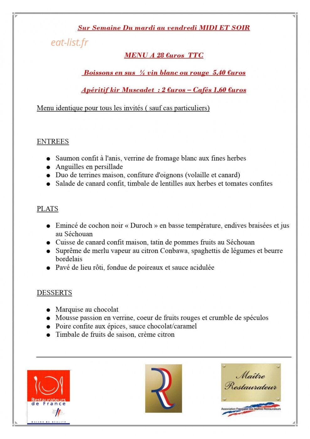 Auberge De Breca — carte page 7