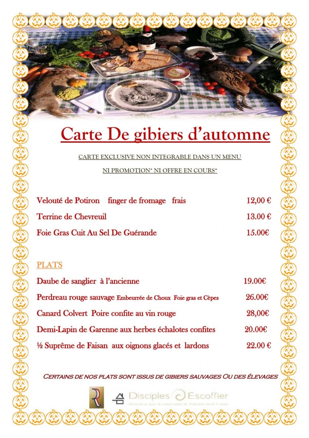 Auberge De Breca — carte page 1