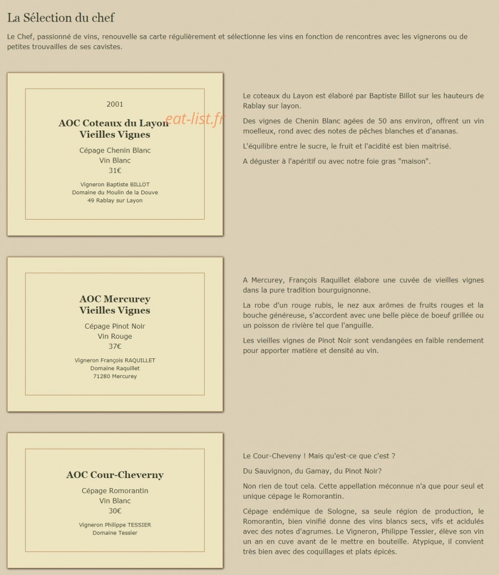 Auberge Le Nezil — carte page 2