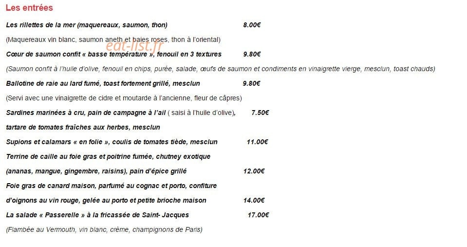 La Passerelle — carte page 1