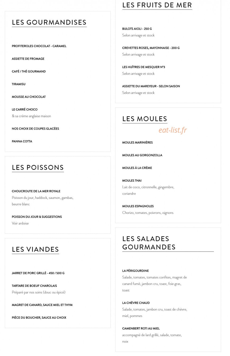 Le Bistrot — carte page 2