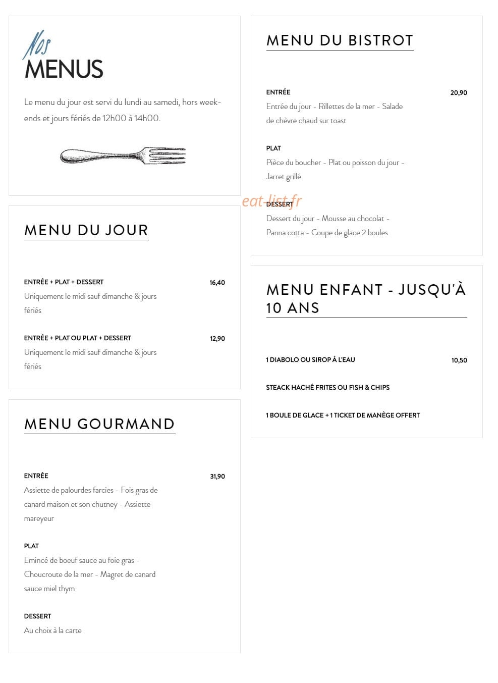 Le Bistrot — carte page 3
