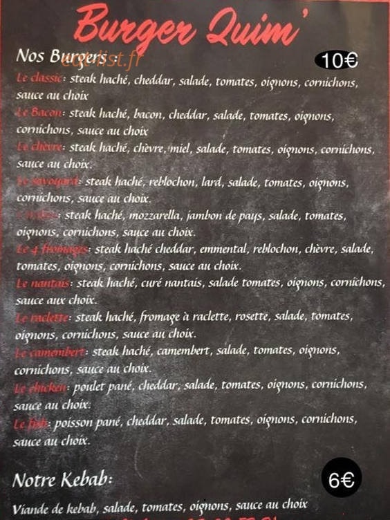 Burger Quim — carte page 2