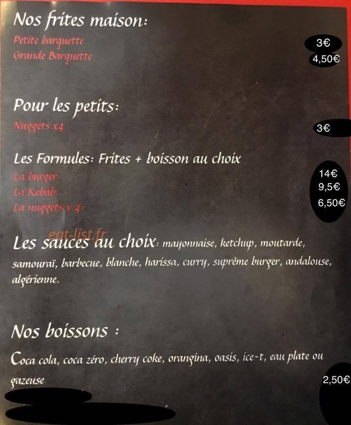 Burger Quim — carte page 1