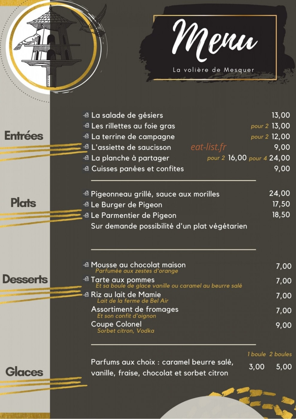 La Volière — carte page 1