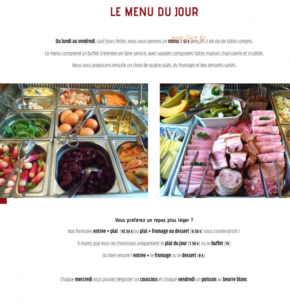 Auberge du Vignoble — carte page 1