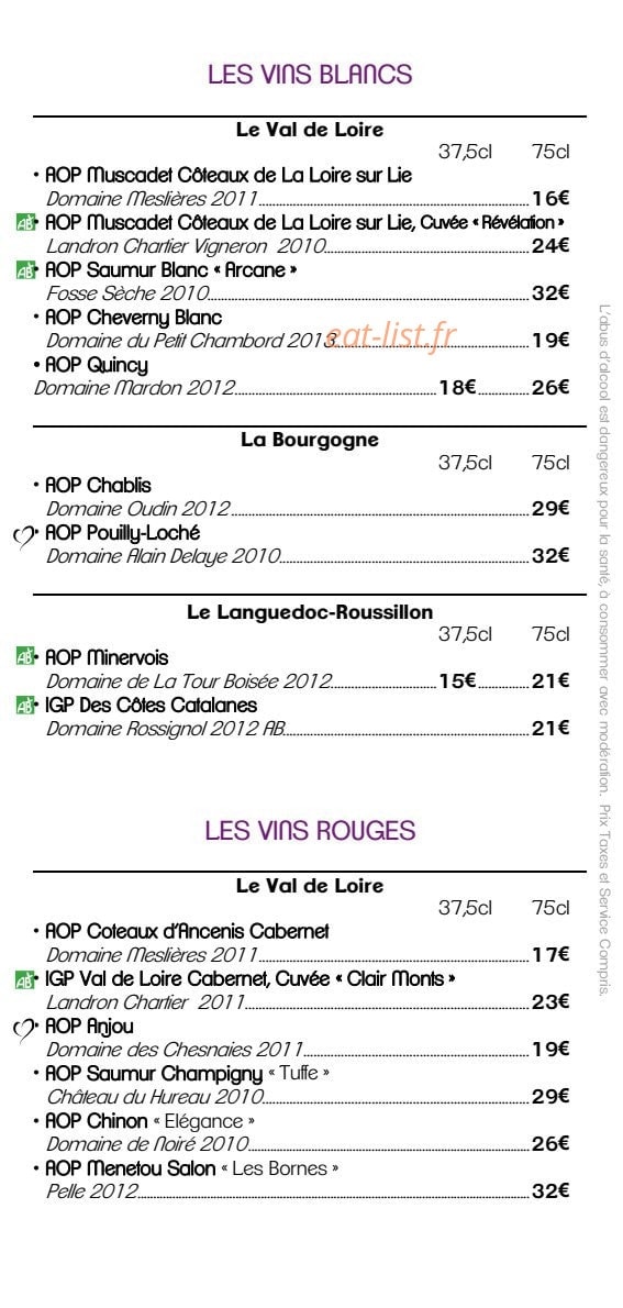 Auberge De L'Ecluse — carte page 4