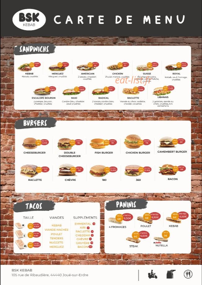 BSK Kebab — carte page 1