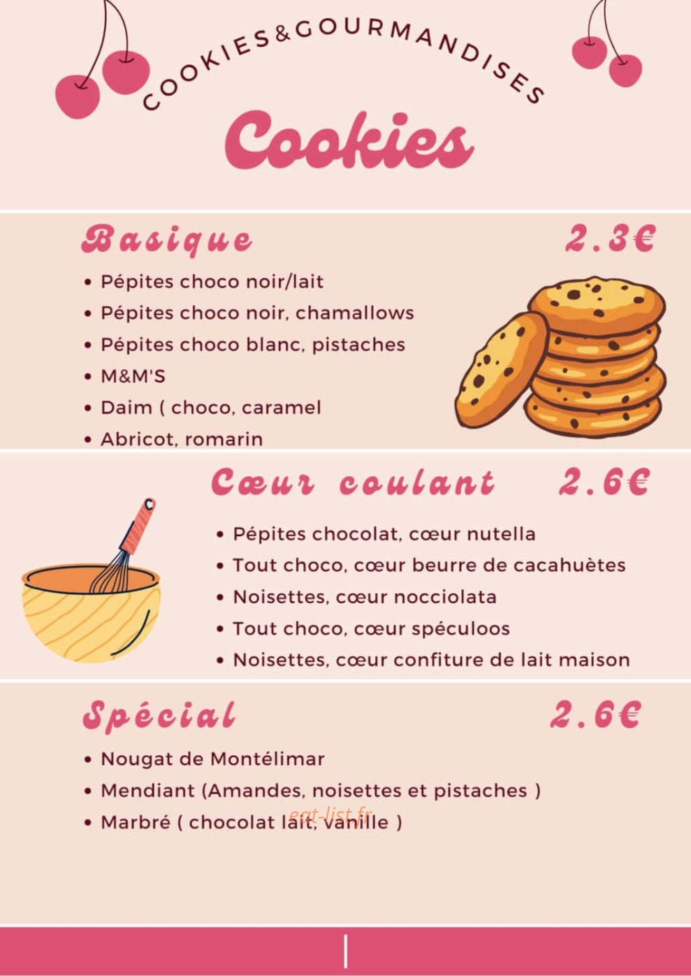 Cookies et Gourmandises — carte page 1