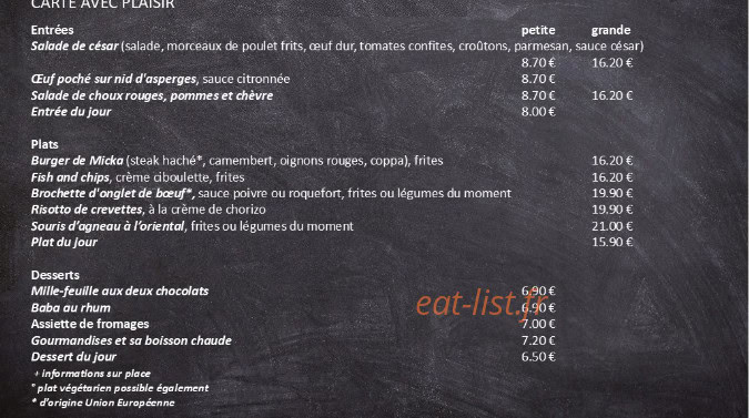 Une Table avec Plaisir — carte page 1