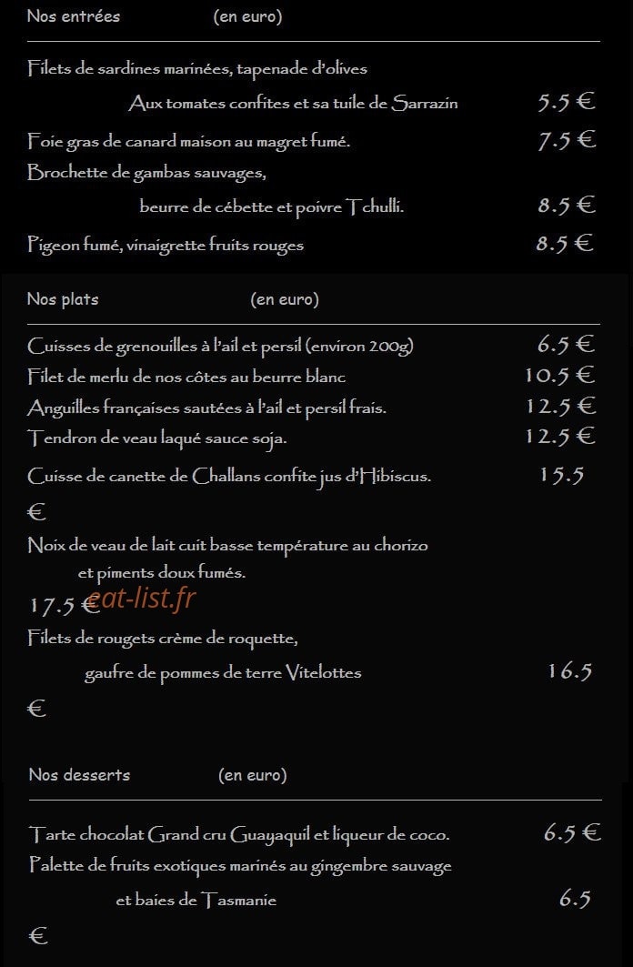 Auberge du val de loire — carte page 1