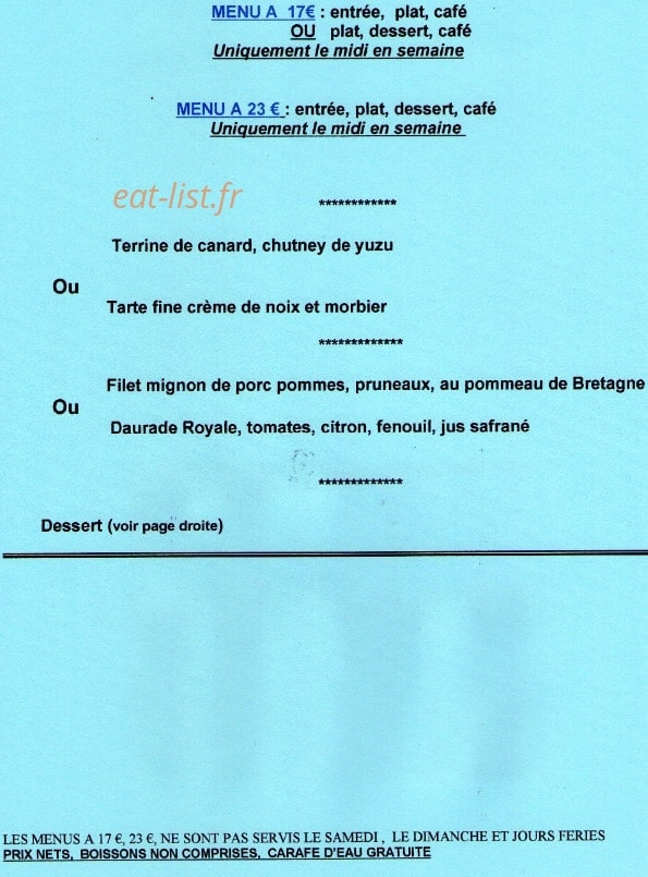 L'Auberge Nantaise — carte page 1