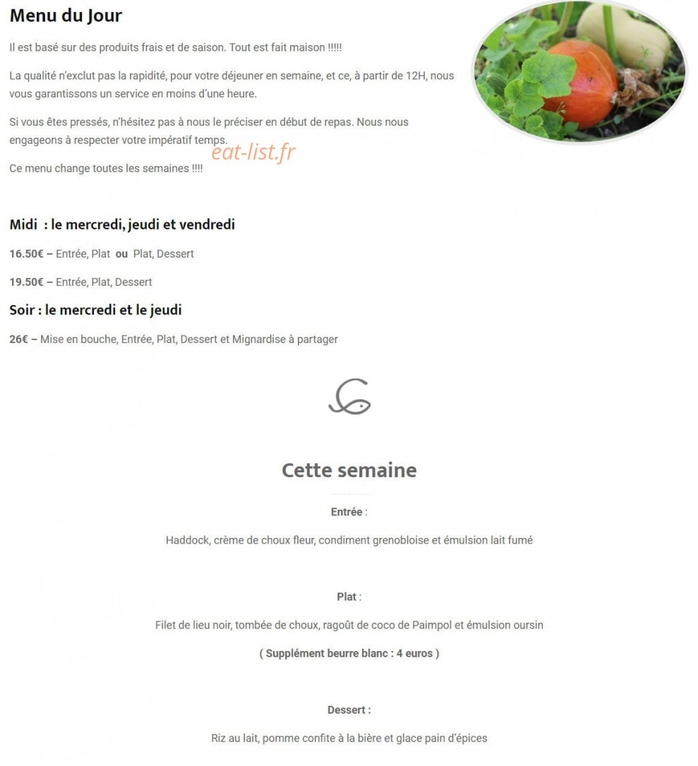 Restaurant Clemence — carte page 1