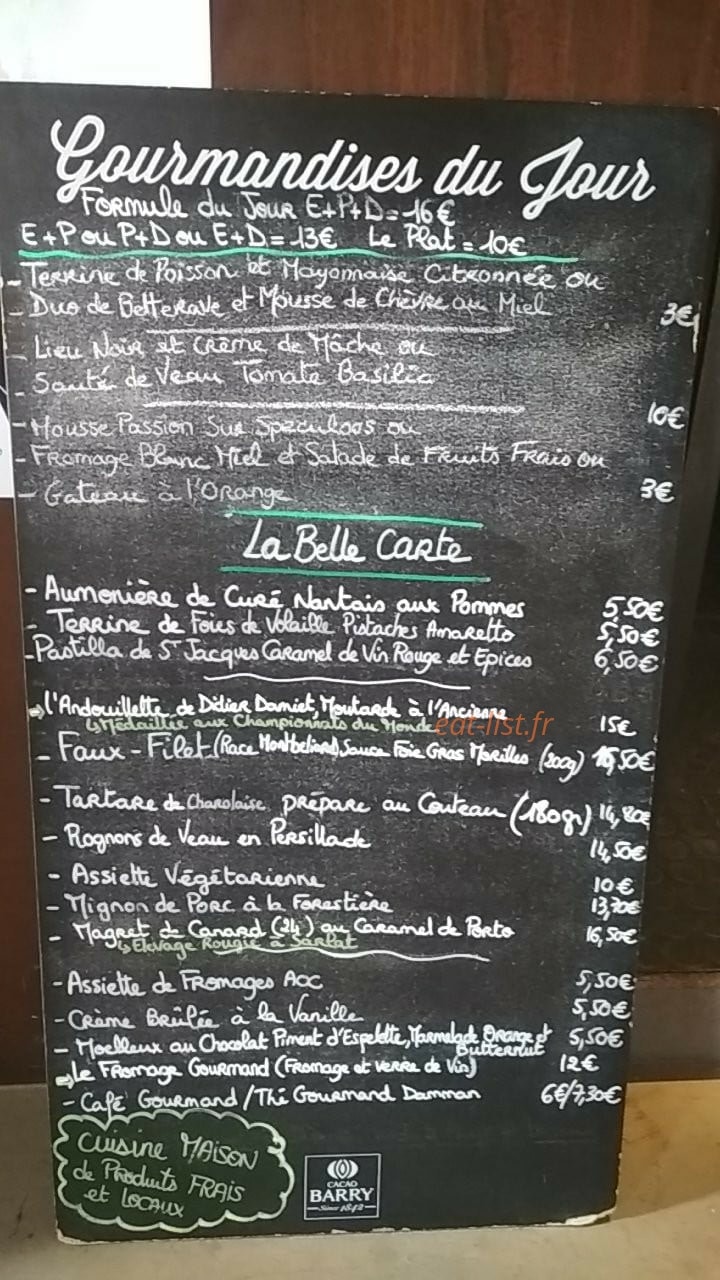 Chez Lizette — carte page 1