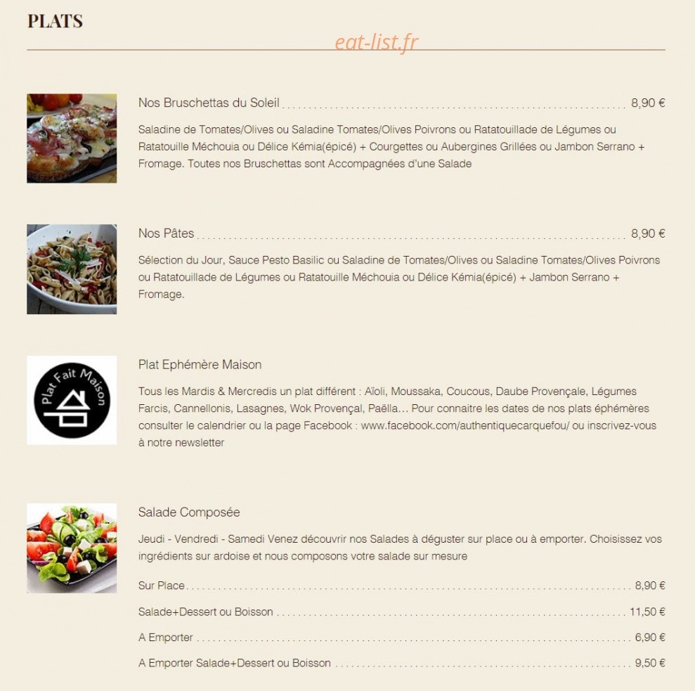 L' Authentique — carte page 2